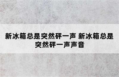 新冰箱总是突然砰一声 新冰箱总是突然砰一声声音